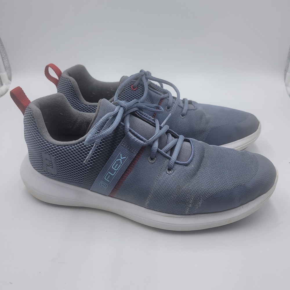 FootJoy Flex Mens 9.5 M Grey Blue Spikeless Golf Shoes 56122 Performance Mesh